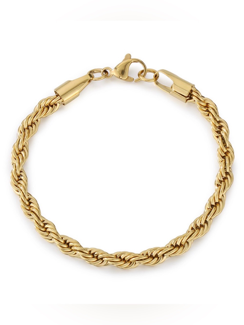 NWOT Stainless Steel Gold Rope Chain Bracelet 9in